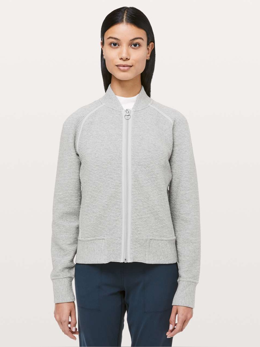Lululemon On Repeat Bomber in Heathered Core Light Grey Size 8